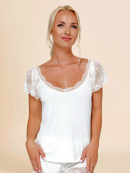 Heavenly Escape Top with Lace Sleeves